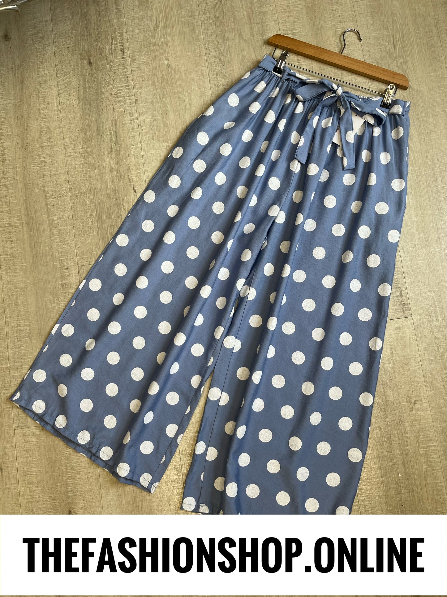 Charlie denim blue spot wide leg trousers 14-24