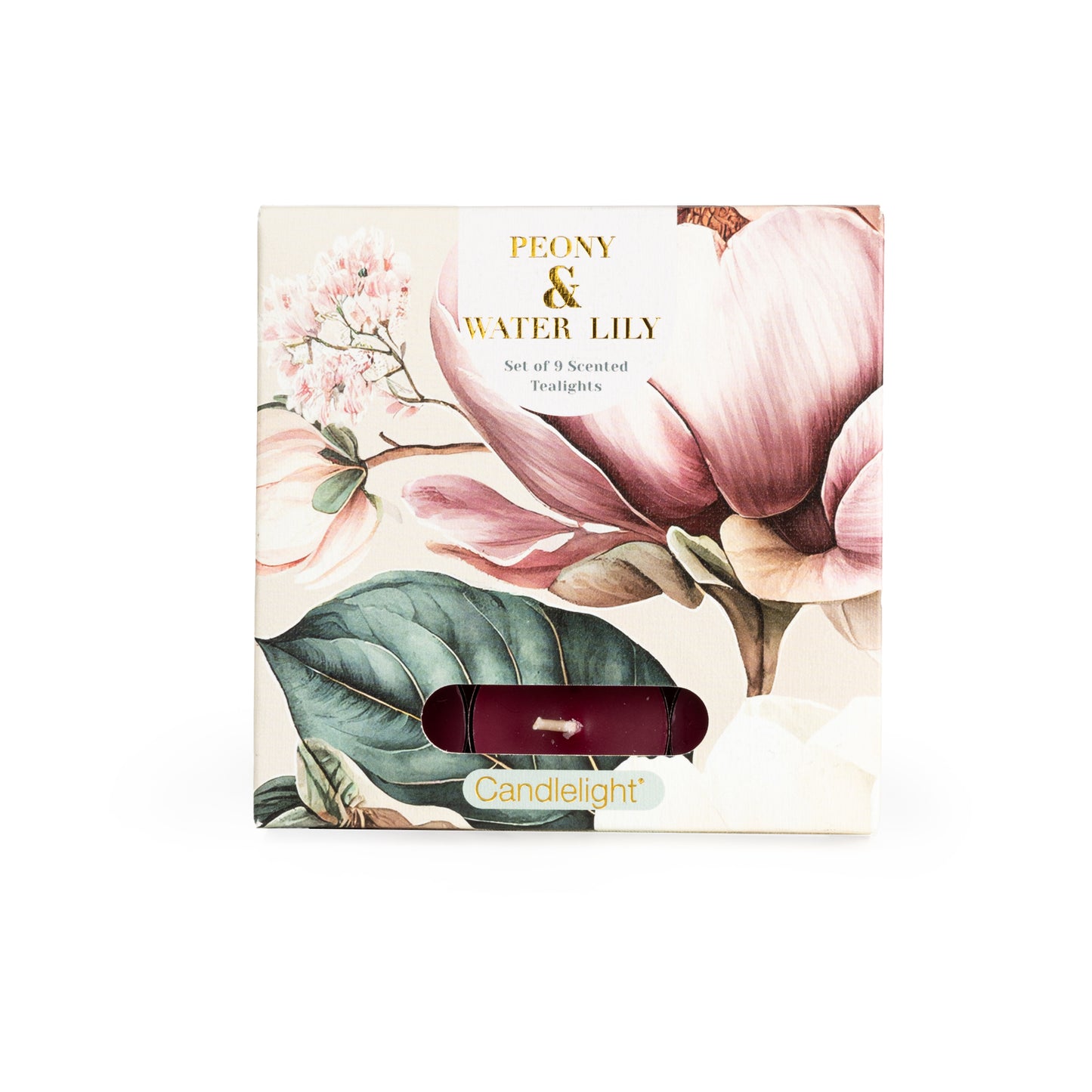 Candlelight Set of 9 Tea Lights Peony and Water Lily