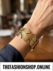 Acanthus Leaf Bracelet Cuff in Gold