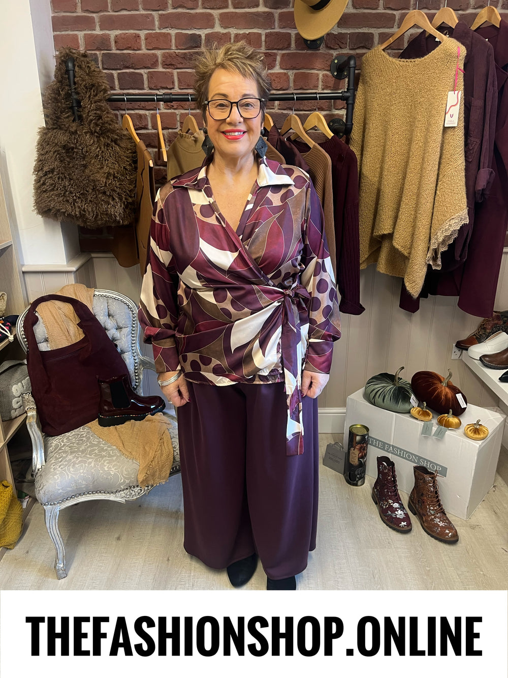 Eleanor damson wide leg trousers 10-20