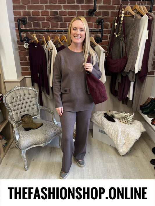 Tasha dark mocha cashmere mix co-ord 10-16