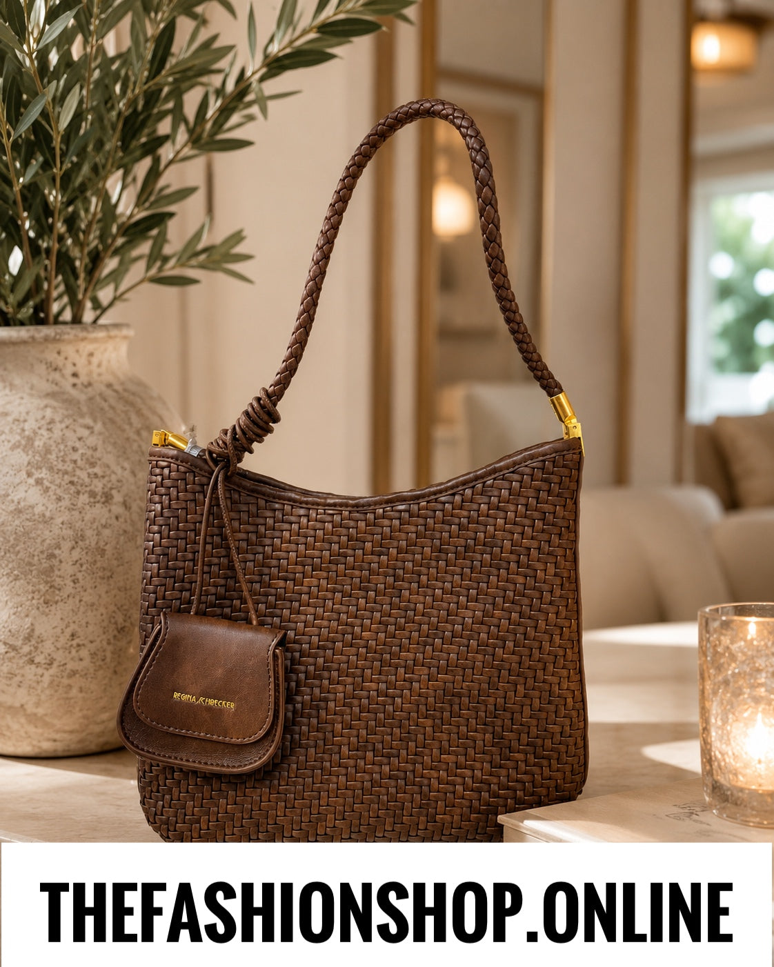 The Bella Weave Bag in Chocolate Brown