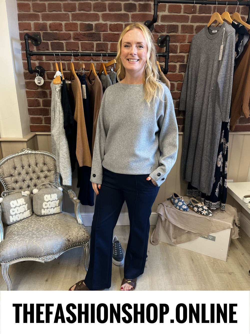 Riley grey cashmere mix jumper 10-16