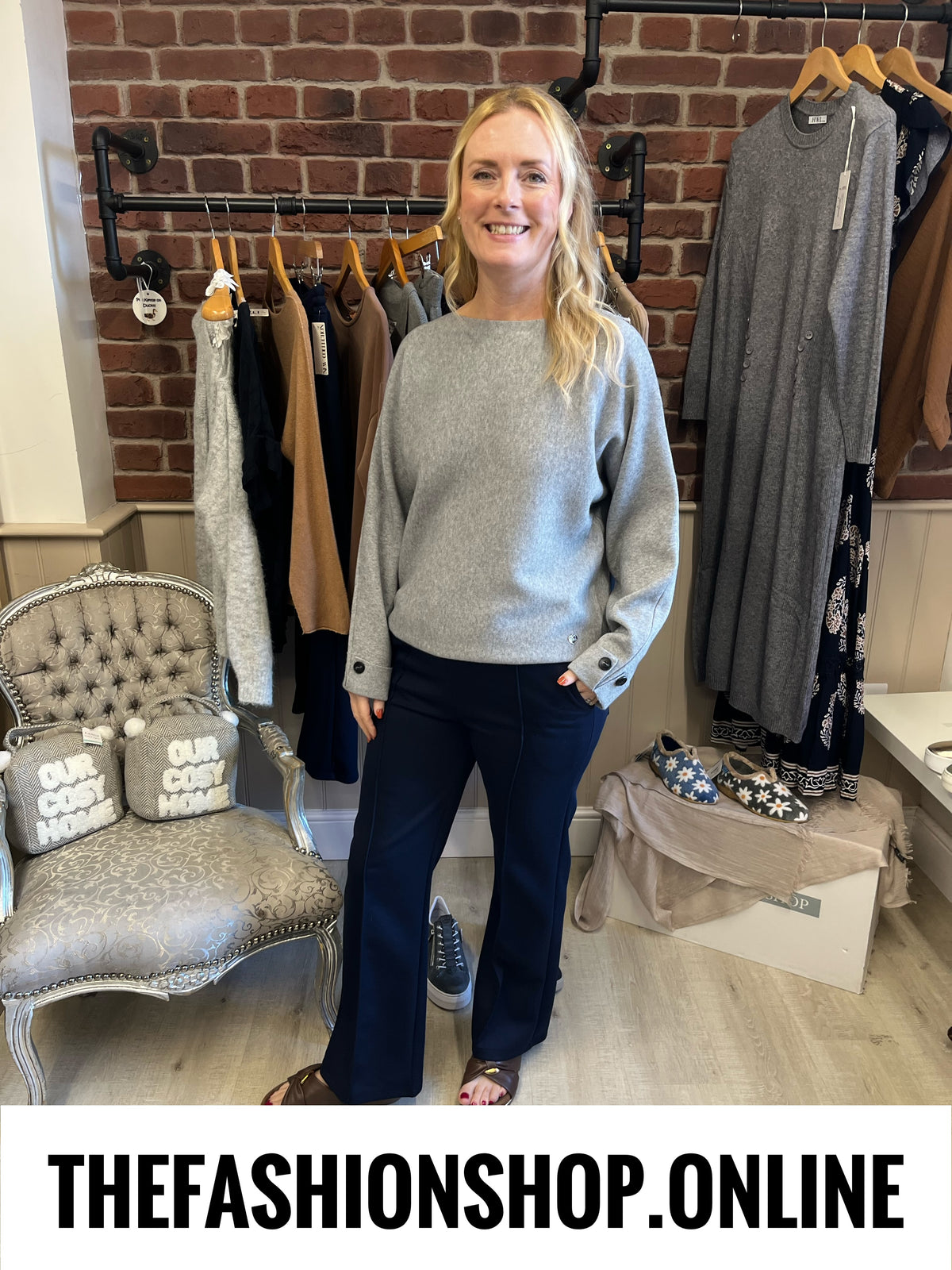 Riley grey cashmere mix jumper 10-16