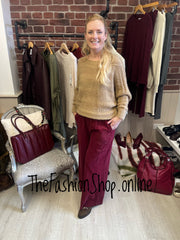 Kizzie wine fine cord trousers 10-16