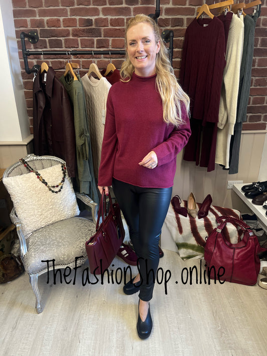 Erika wine fine knit jumper 10-16