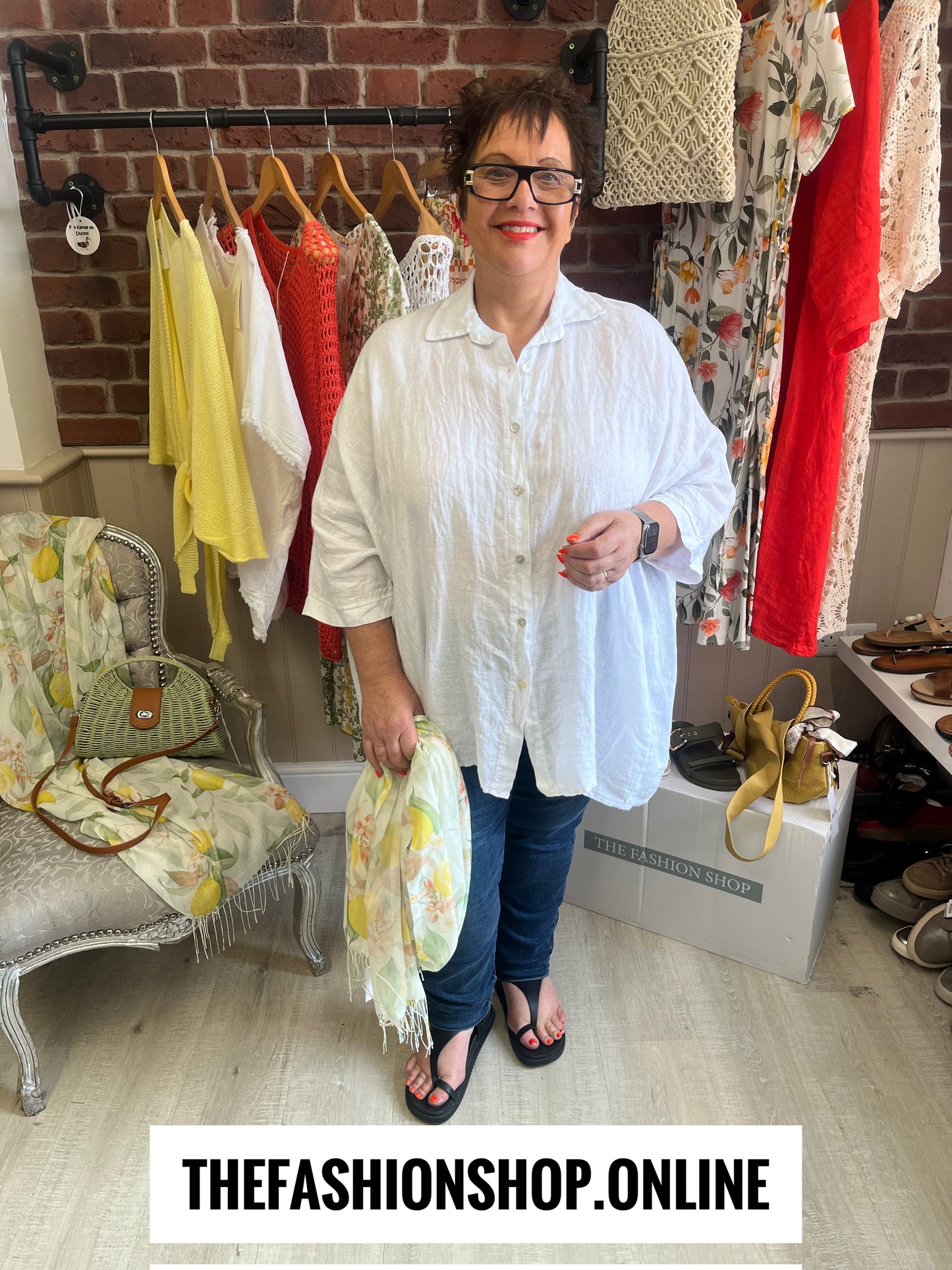 Whitney white linen shirt 16-24