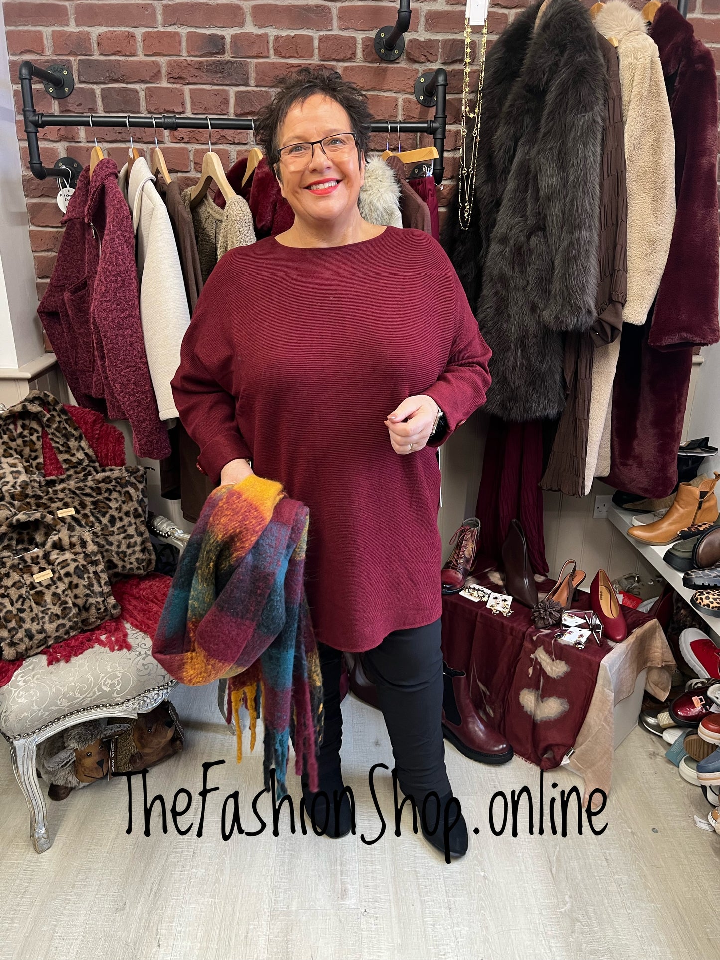 Isla wine ribbed jumper 16-24