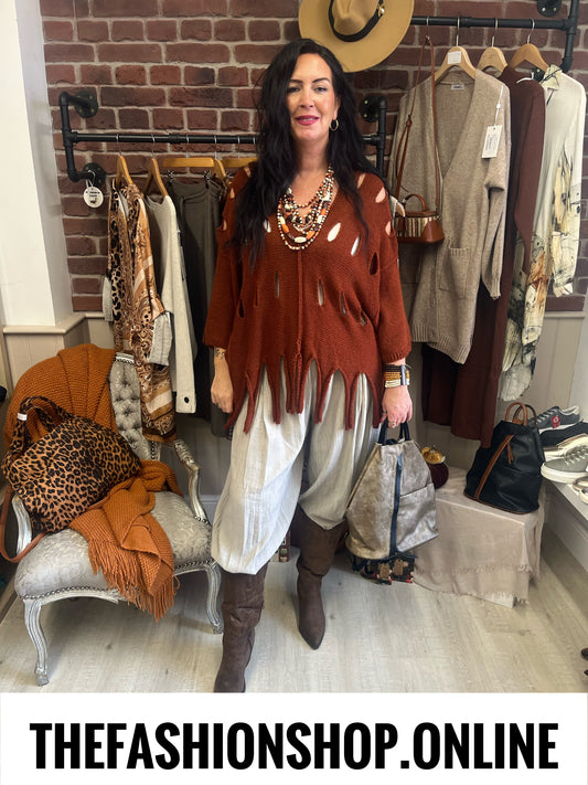 Rosalyn cinnamon wool mix tassel jumper 10-22