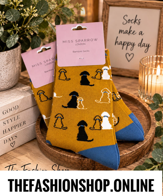 Miss Sparrow Mustard Retriever Bamboo socks 3-7