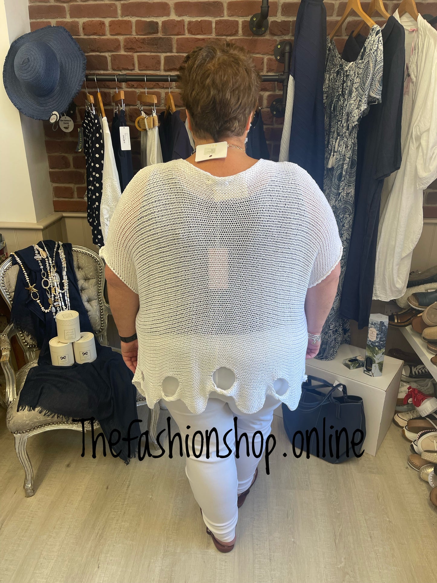Ava white knitted top 14-22