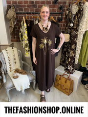 Eden Brown palm tree dress 10-18