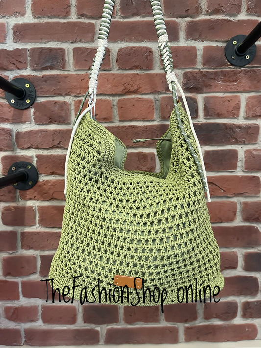 Sammy khaki crochet bag
