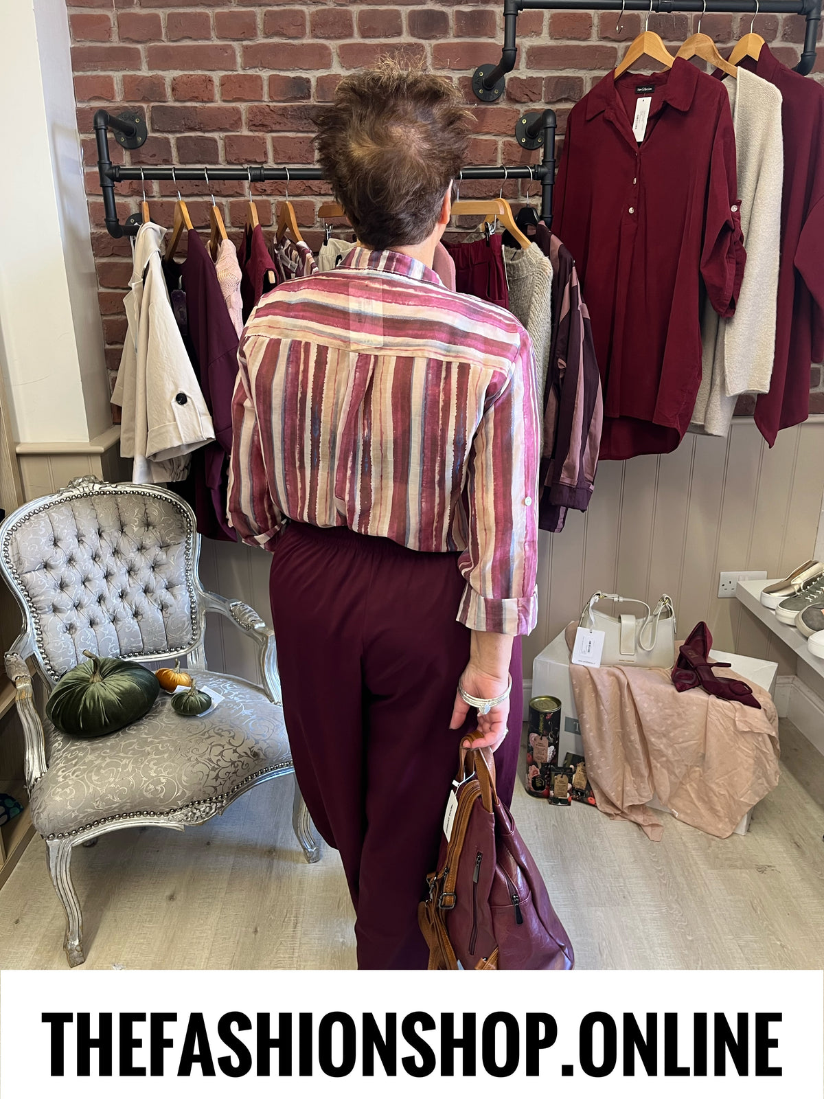 Payton mulberry striped high low blouse 10-18