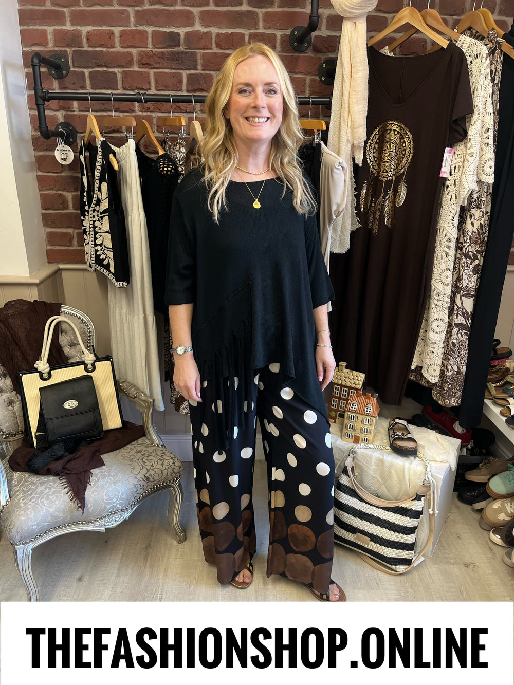 Stella black circles spot trousers 10-16