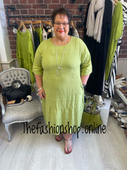 Keira olive cocoon dress with straight hem 16-22