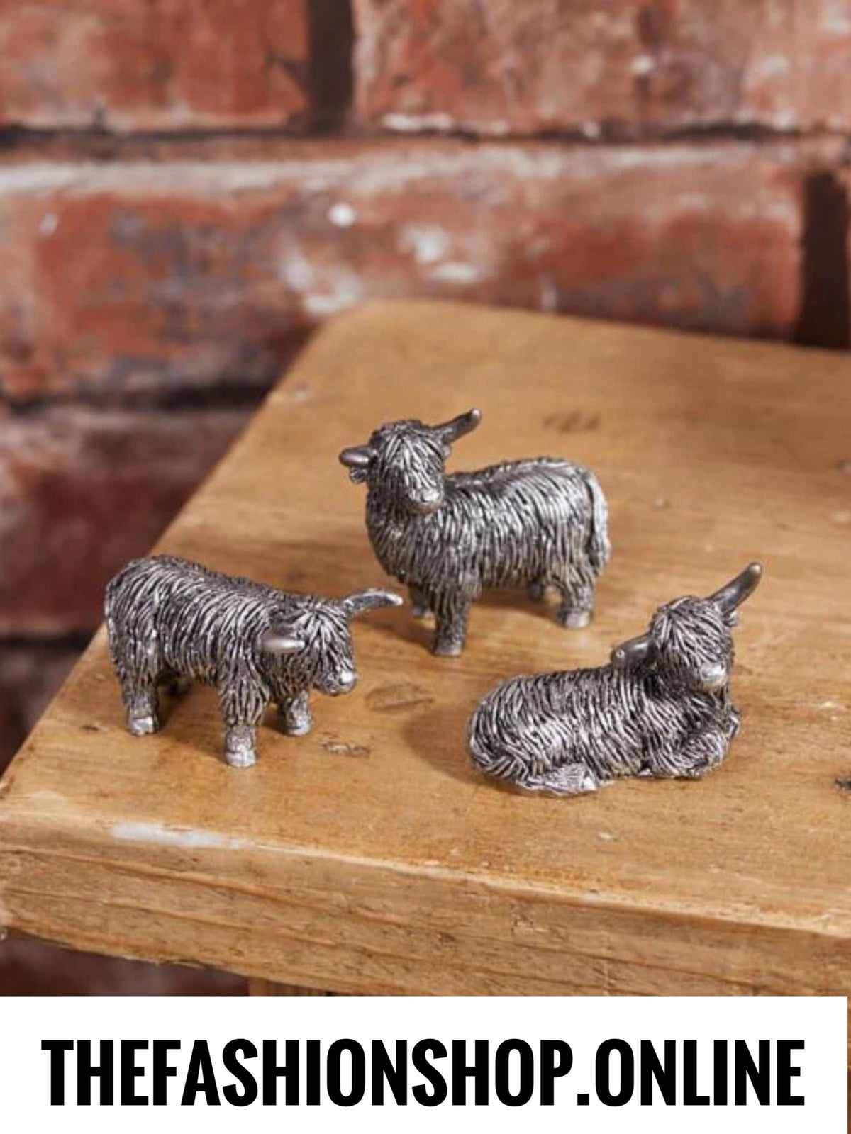 Highland cow mini resin ornaments set of three
