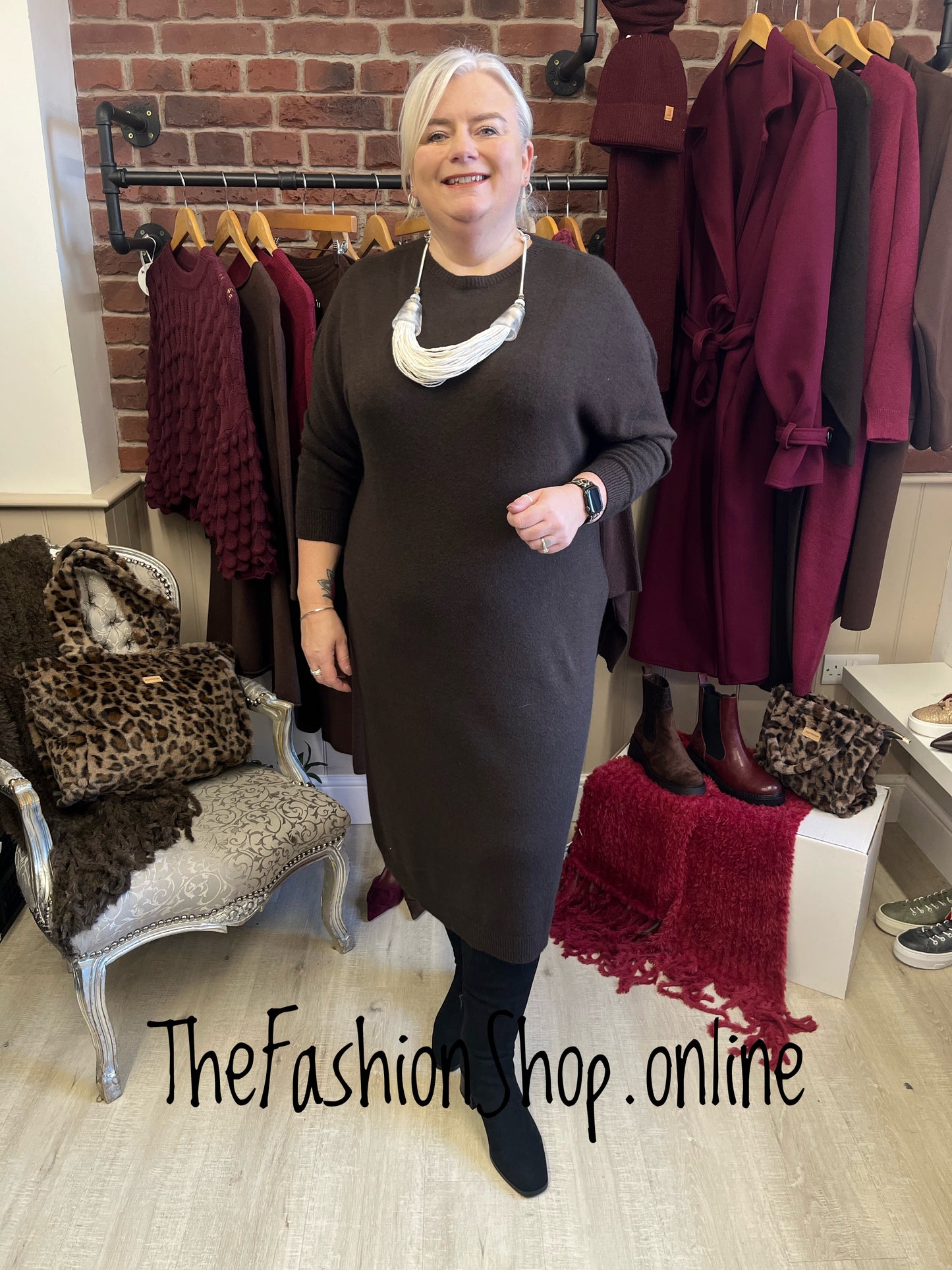 Erika brown knitted dress 14-22