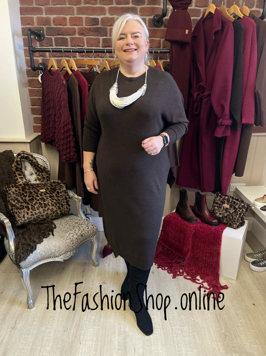 Erika brown knitted dress 14-22