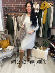 Mia beige cashmere mix jumper dress 12-16