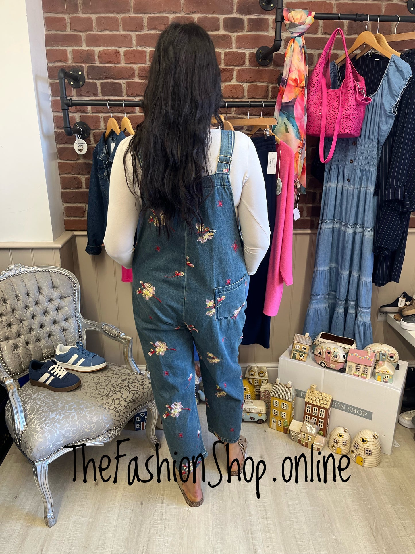 Fly Out embroidered dungarees 10-16