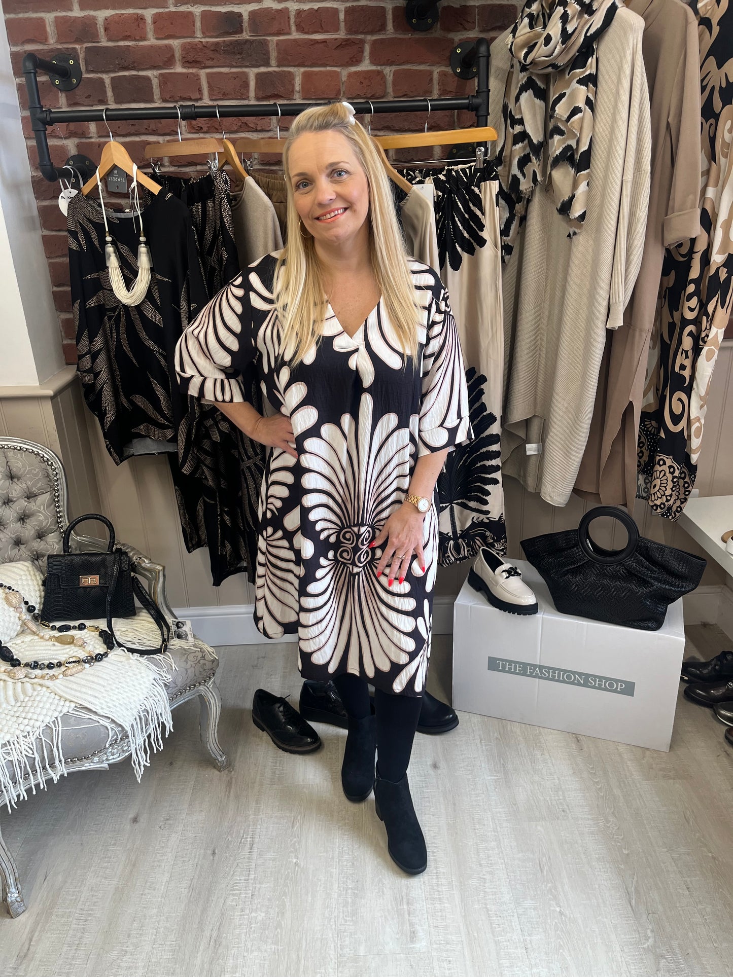 Black Dubai Palm Dress 12-16