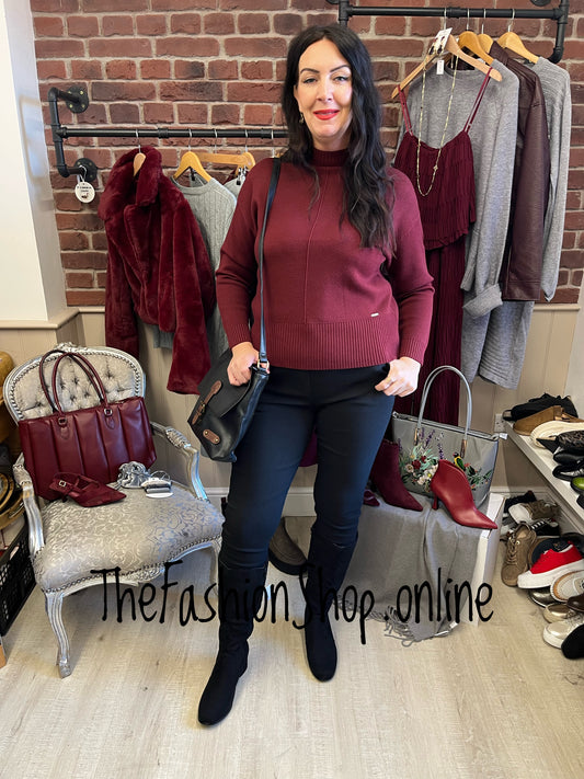 Megan wine cashmere mix jumper 10-16