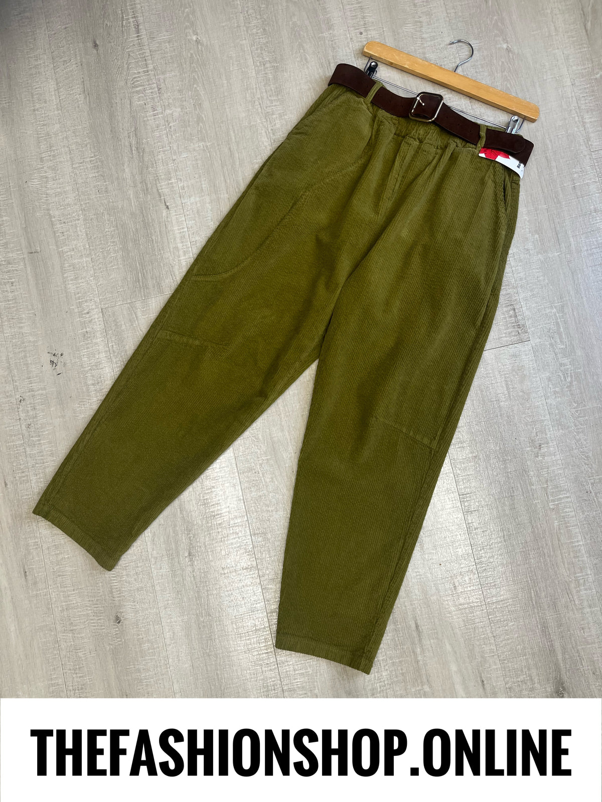 Charlie olive jumbo cord trousers 10-16