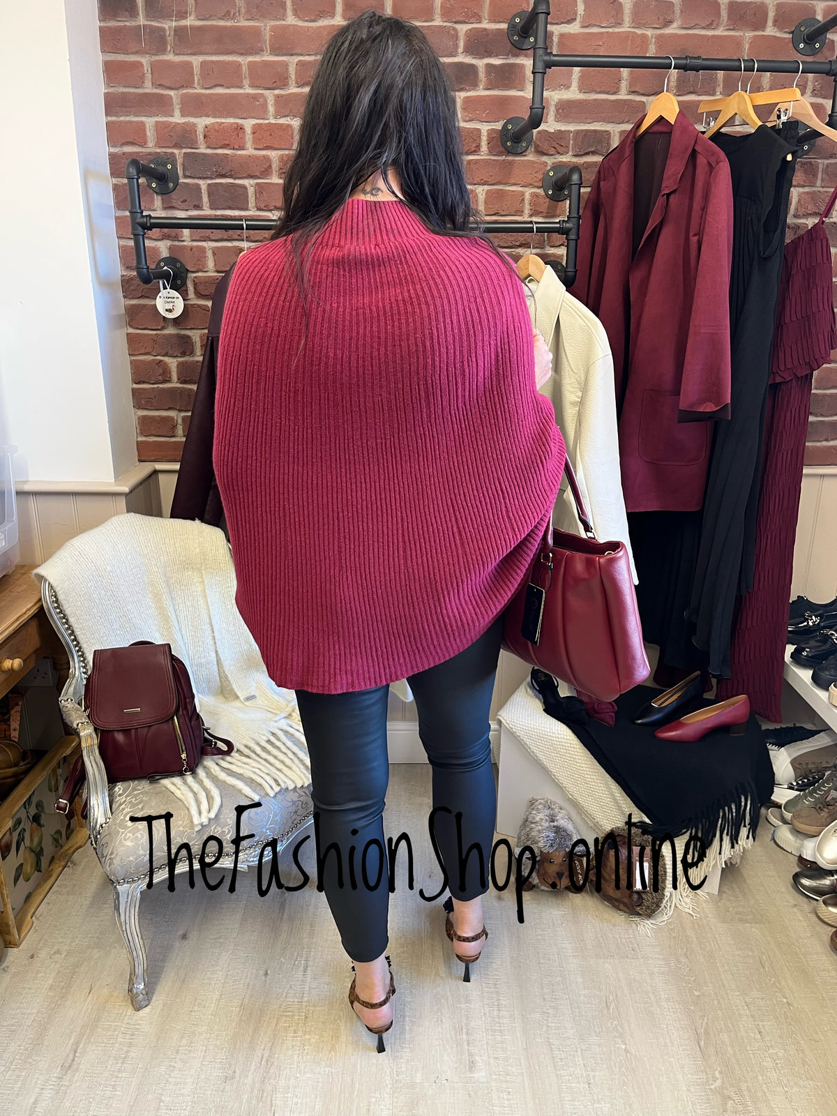 Erika wine ribbed knitted skirt 8-14