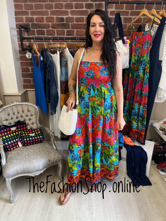 Hattie multicoloured tiered maxi dress sizes 10-16
