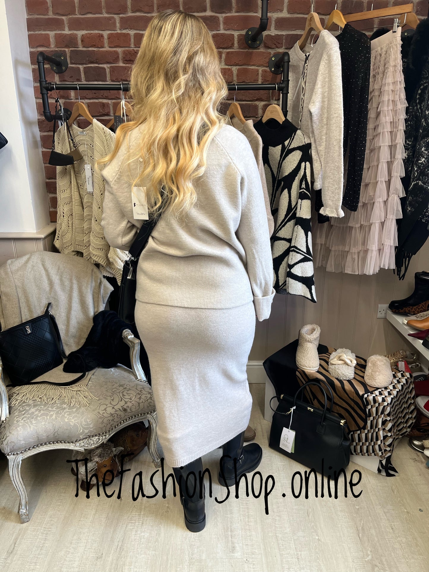 Andrea beige skirt co-ord 8-14