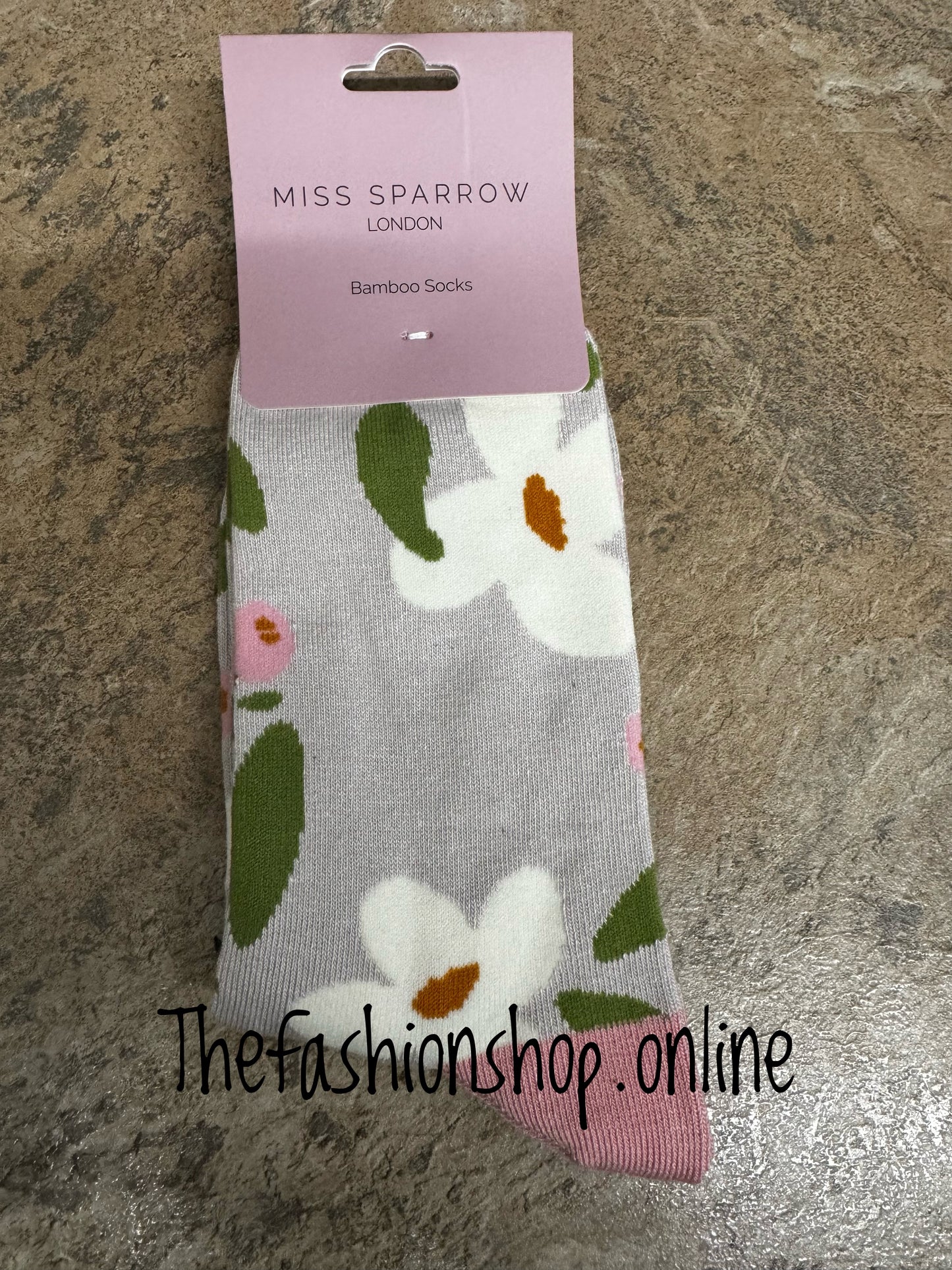 Miss Sparrow Silver Falling Daisies Bamboo socks 3-7