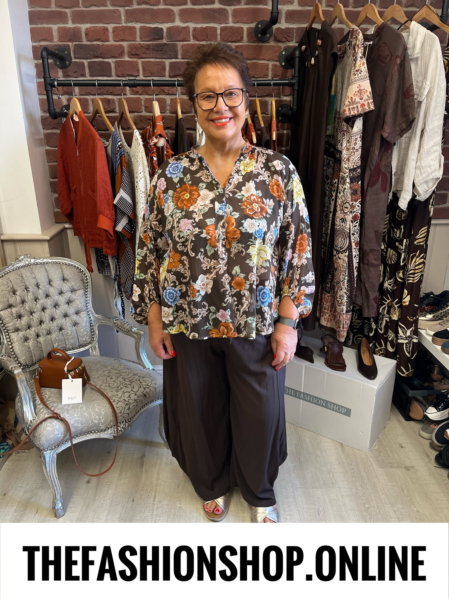 Evangeline brown sheer floral blouse 10-18
