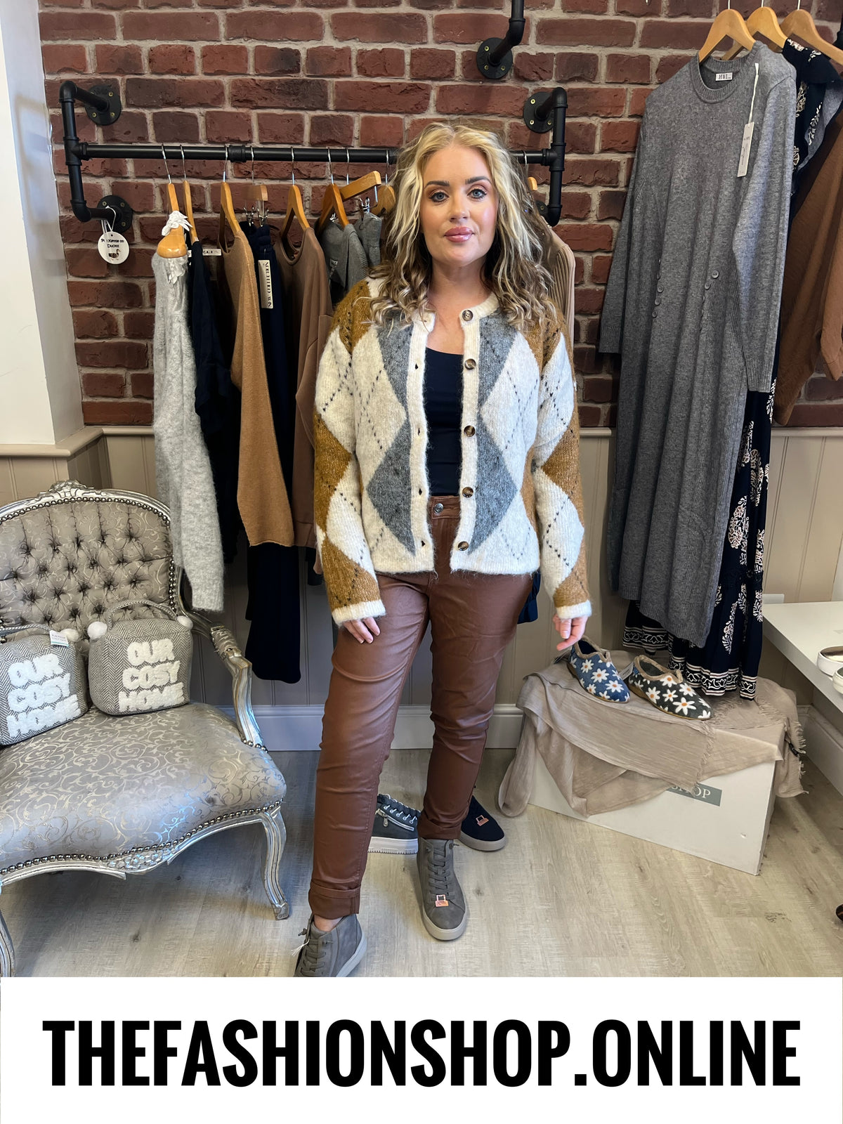 Melanie argyle wool mix cardigan 8-16