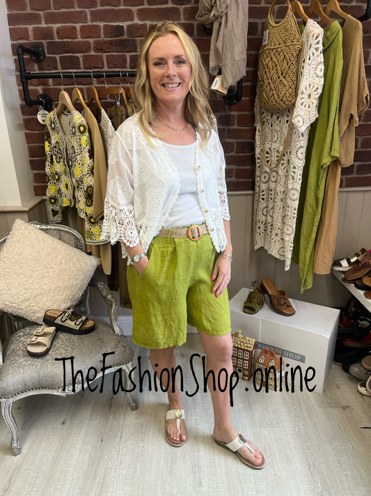 Robin lime linen shorts 10-14