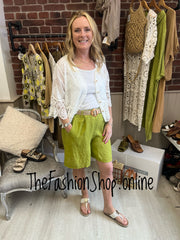 Robin lime linen shorts 10-14