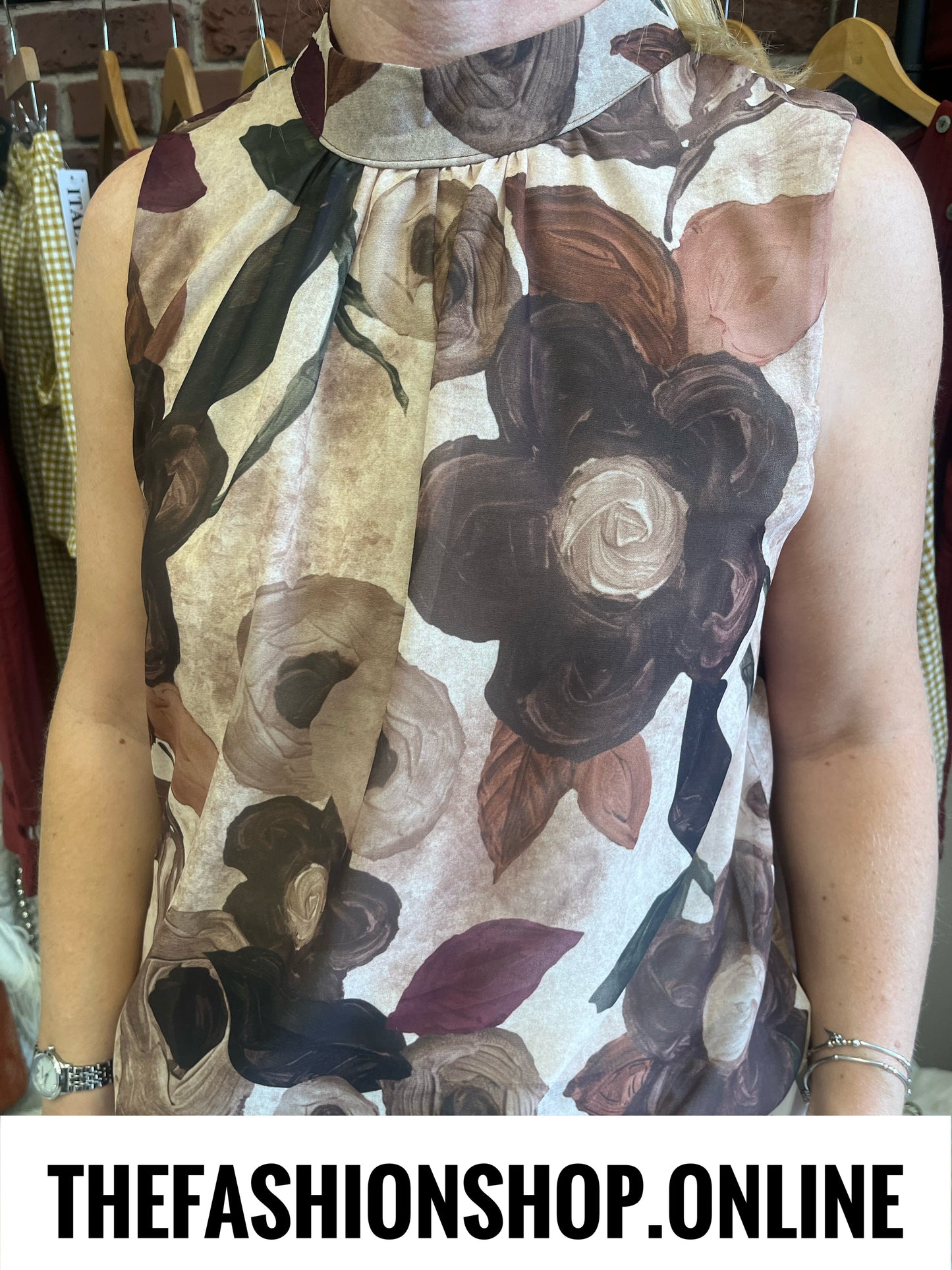 Lyra shades of brown floral top 8-14