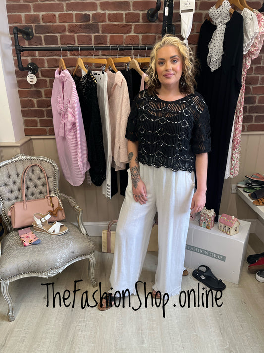 Jayda black crochet sparkle top 8-14