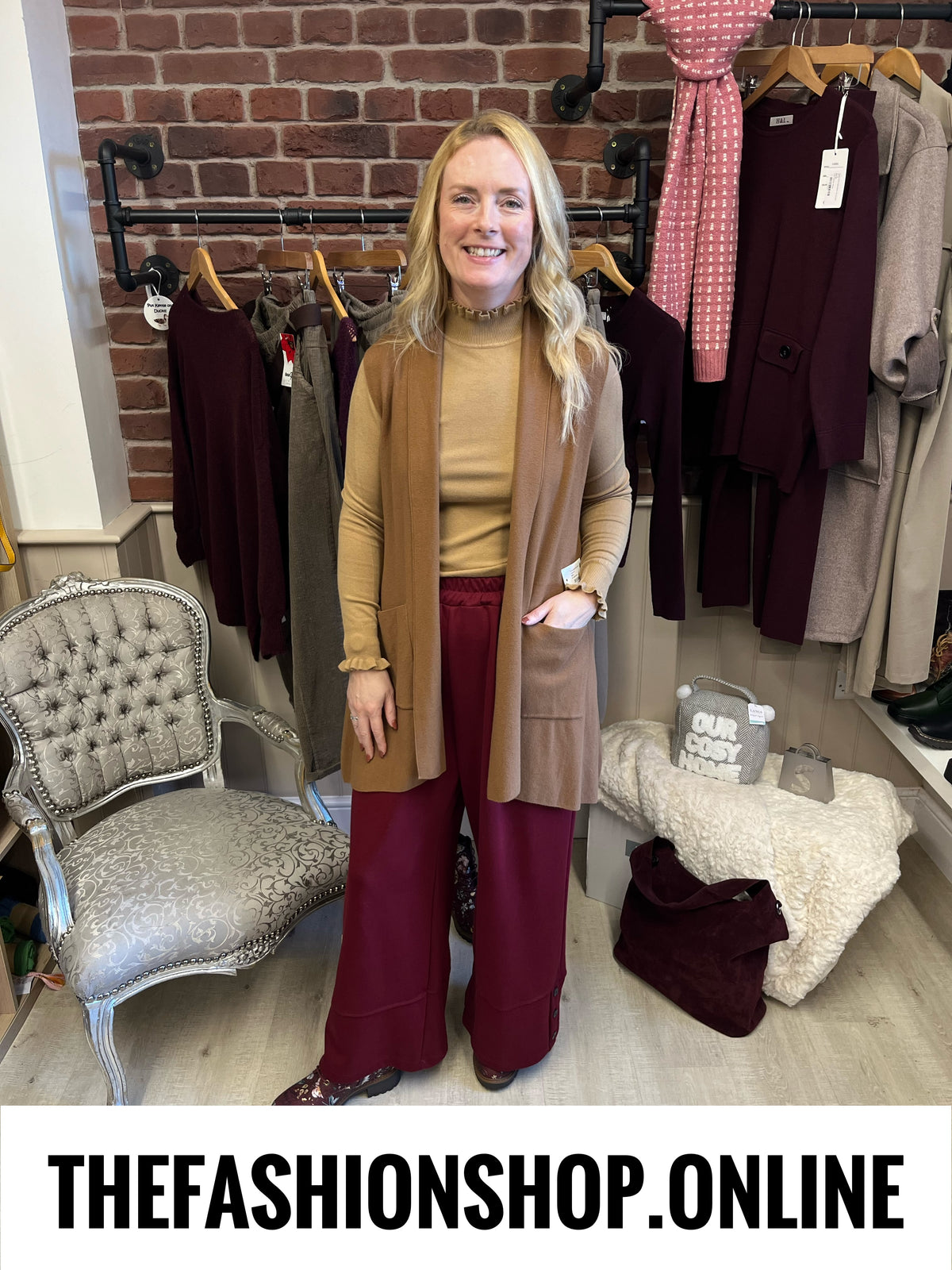 Monica camel waterfall waistcoat 8-20