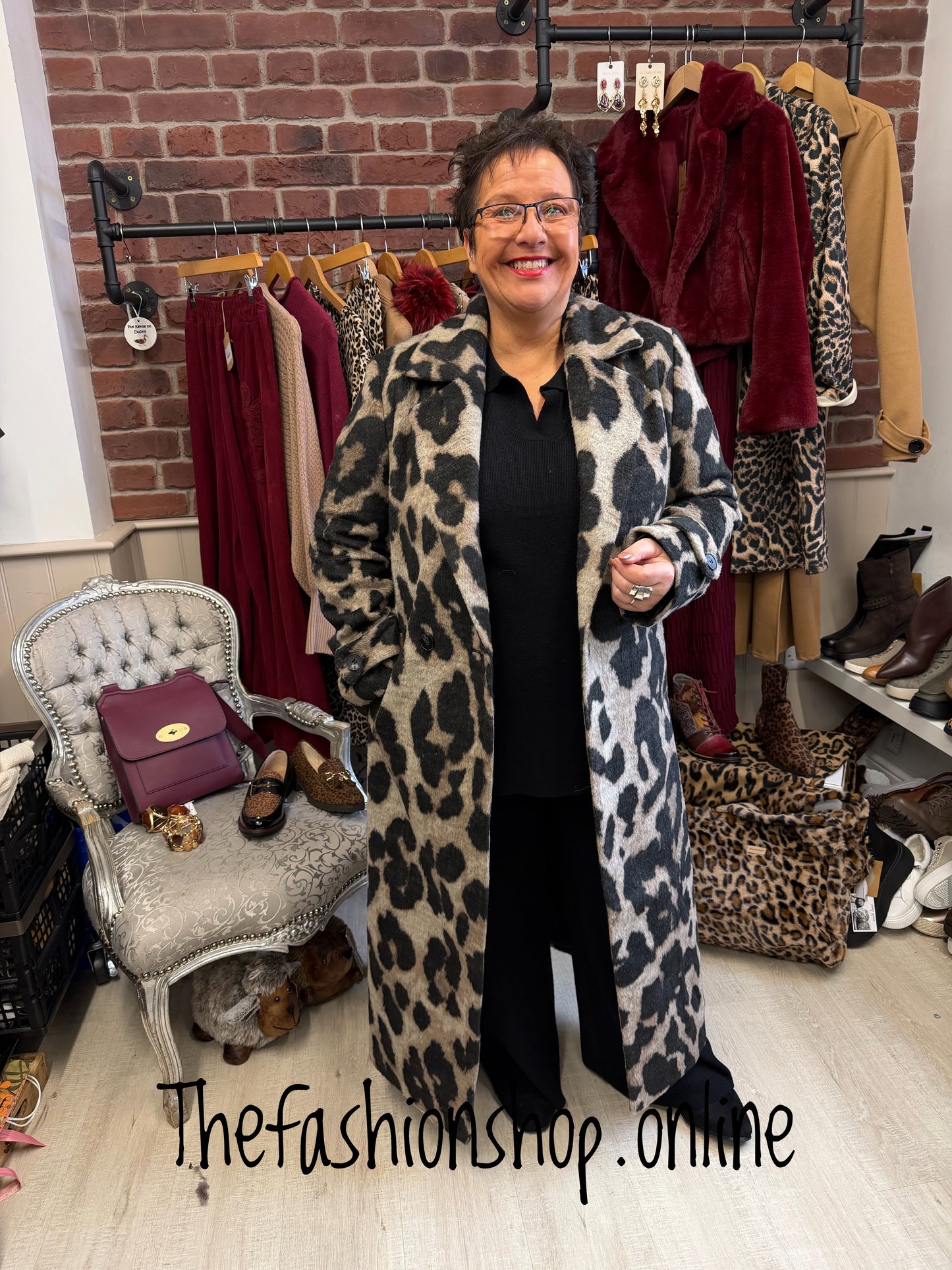 Rita leopard print wool mix coat sizes 8-16