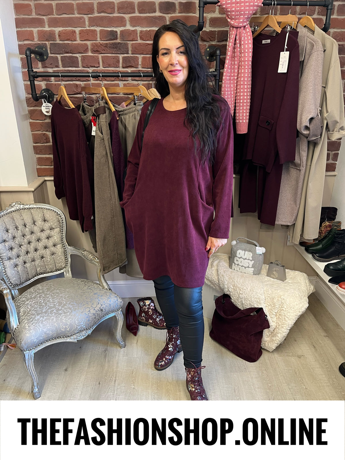Bethany mulberry needle cord tunic dress 14-20