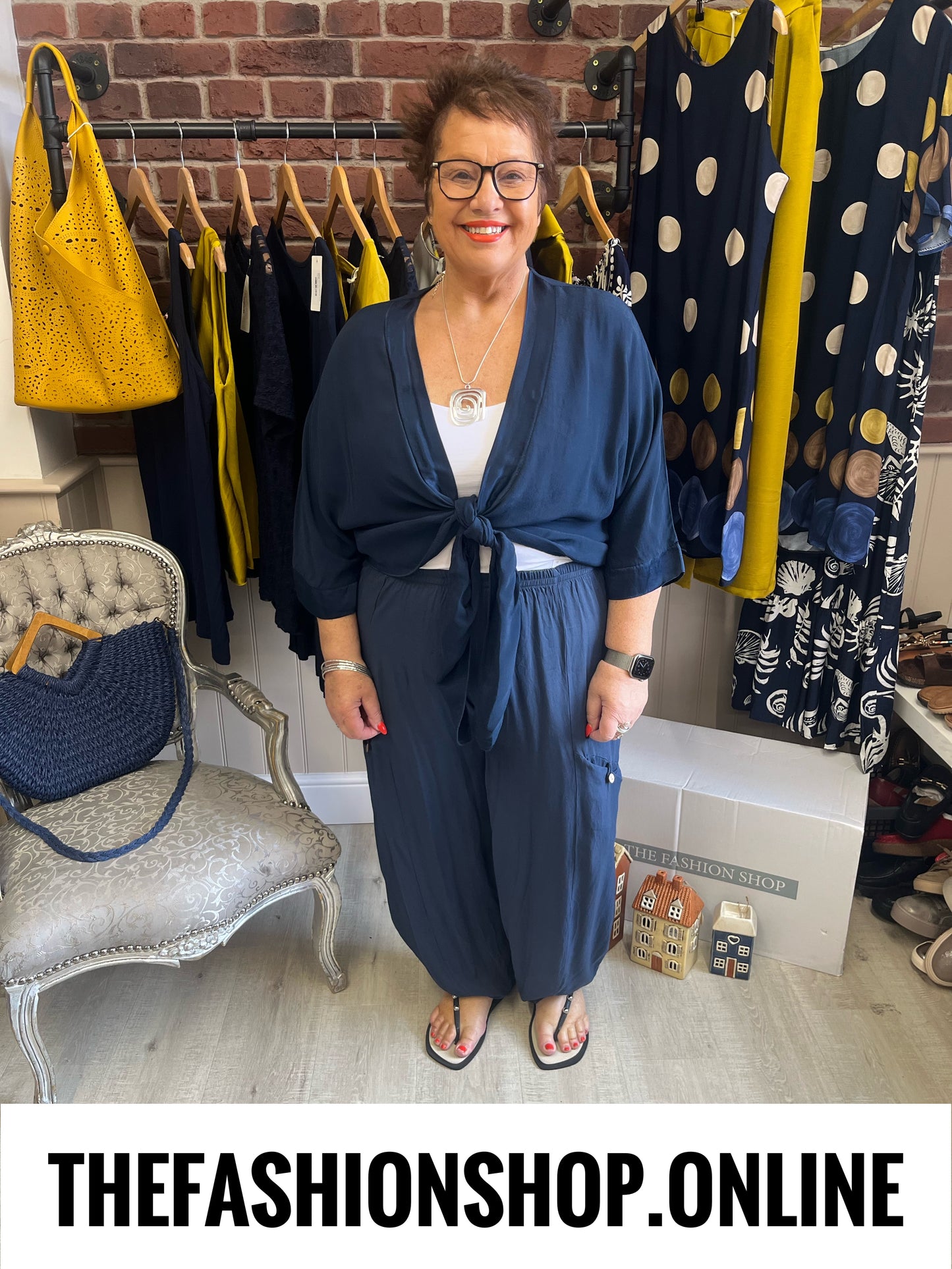 Harriett navy tie front shrug 12-22