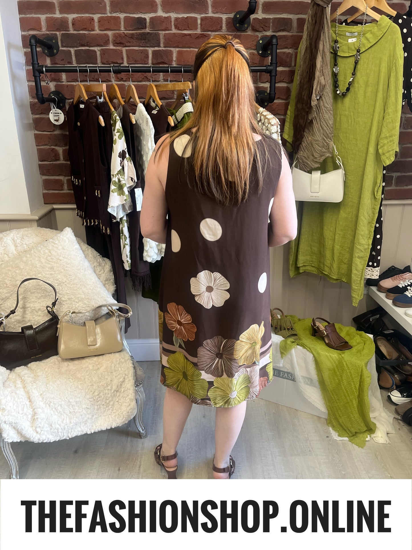 Rosie brown floral shift dress 8-14