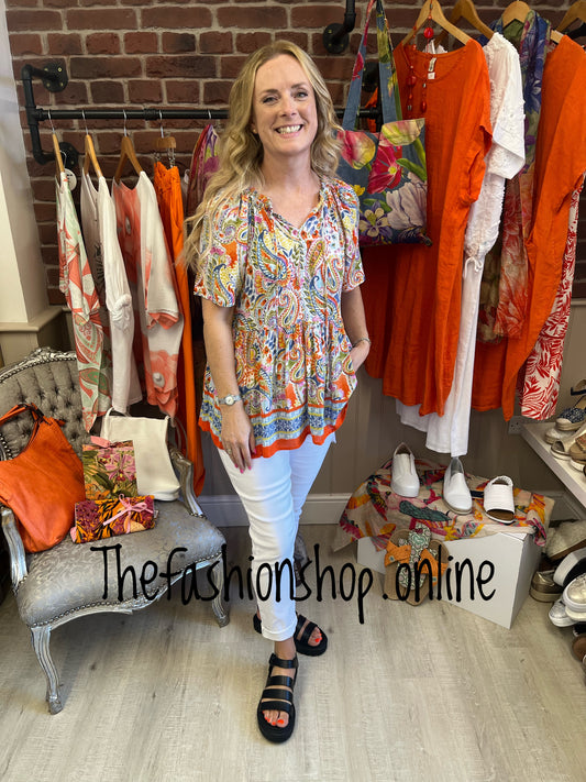 Phoebe colourful paisley top sizes 10, 12 and 14