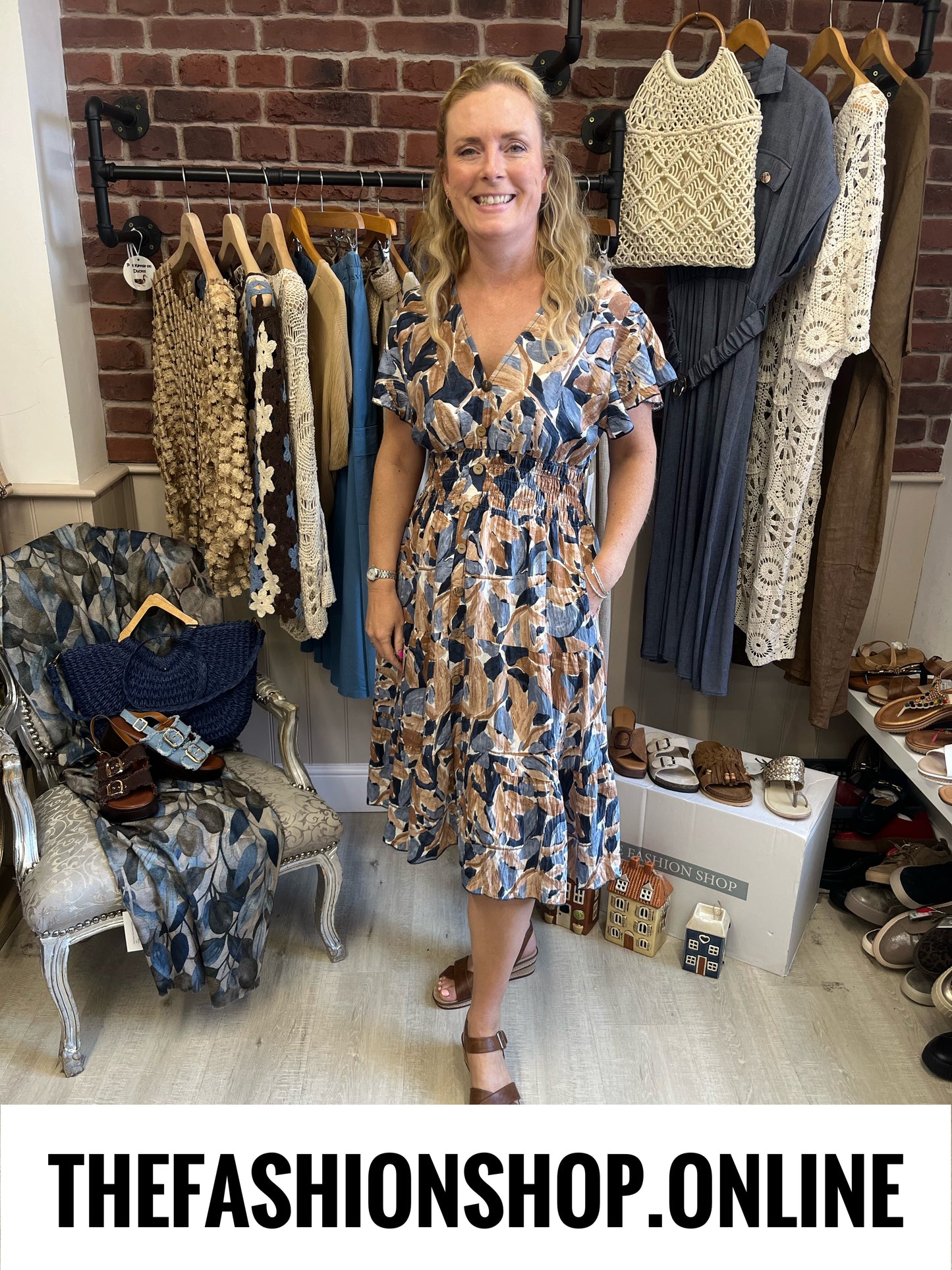 Harmony Terracotta Tide Midi V Neck Dress 10-18