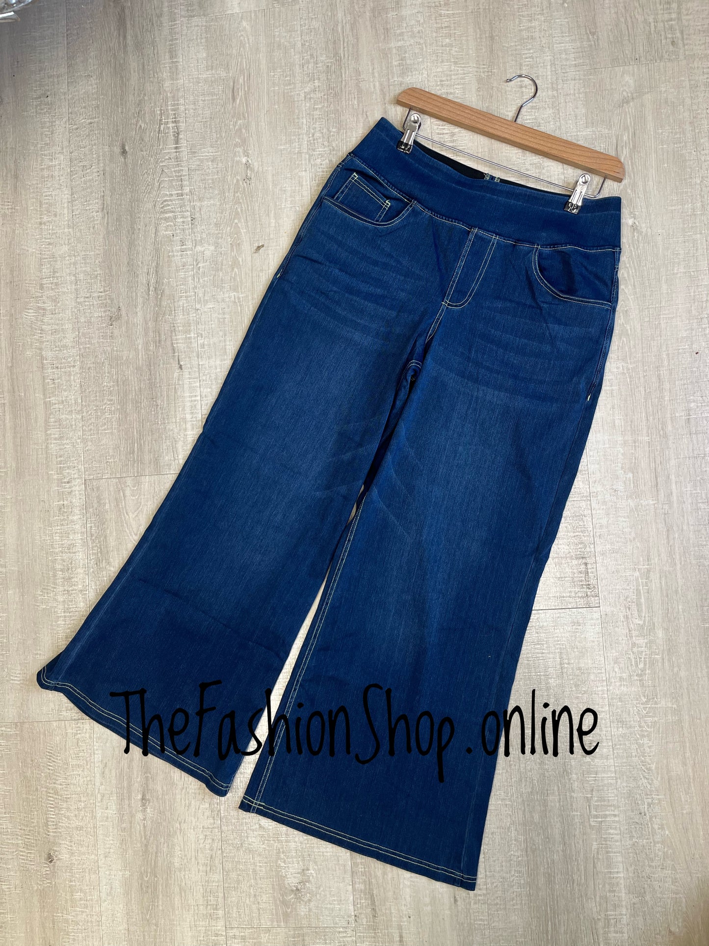 Neve wide leg dark denim slip on jeans sizes 12-18