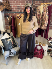 Sophie Camel wool mix knitted jumper 8-16