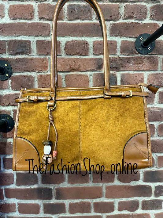 Grace Tan Brown faux suede bag
