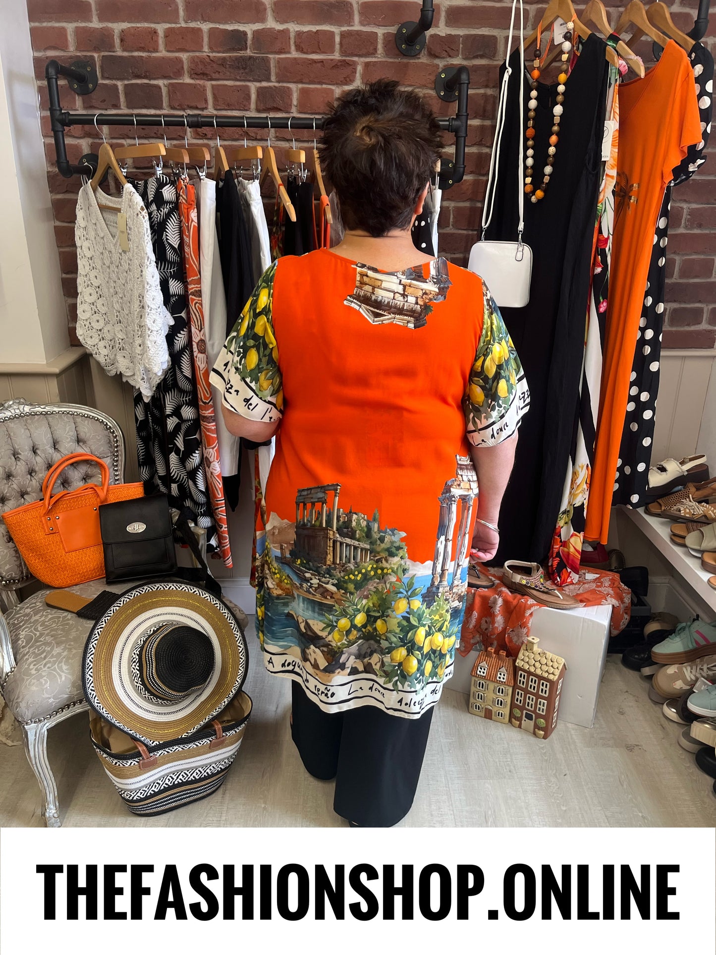 Orange Riviera tunic dress 14-20