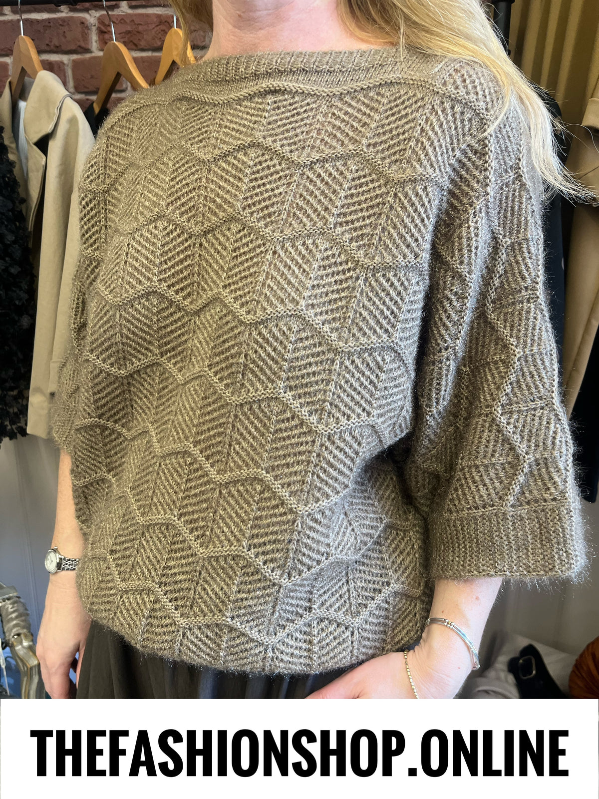 Georgia camel pointelle knit jumper 10-18